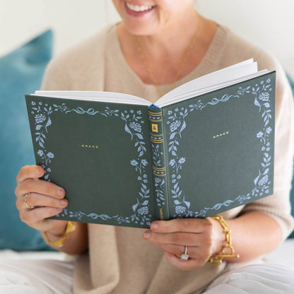 he Grace Journal — Linen Journal in Green