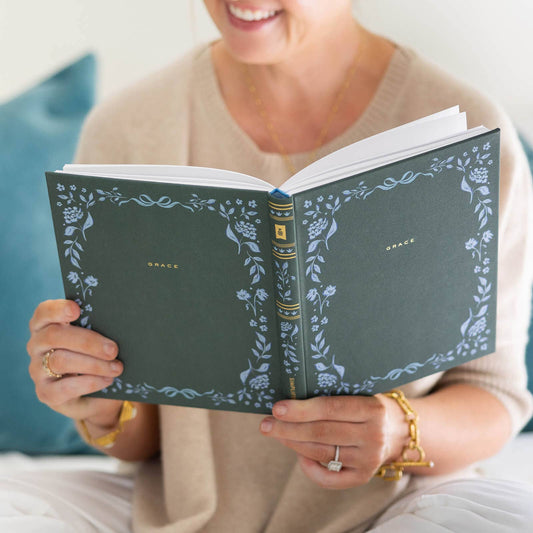 he Grace Journal — Linen Journal in Green