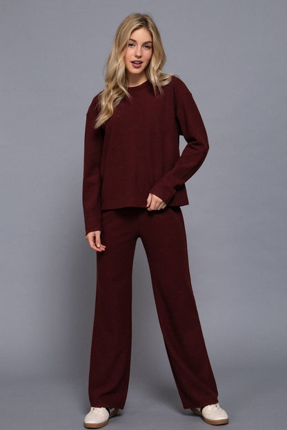 The Margot Soft Knit Lounge Top – Merlot