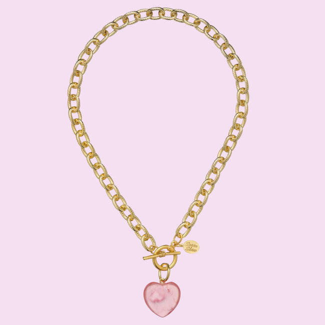 Susan Shaw Eleanor Heart Toggle Necklace featuring a heart-shaped pendant and toggle clasp on elegant jewelry chain.