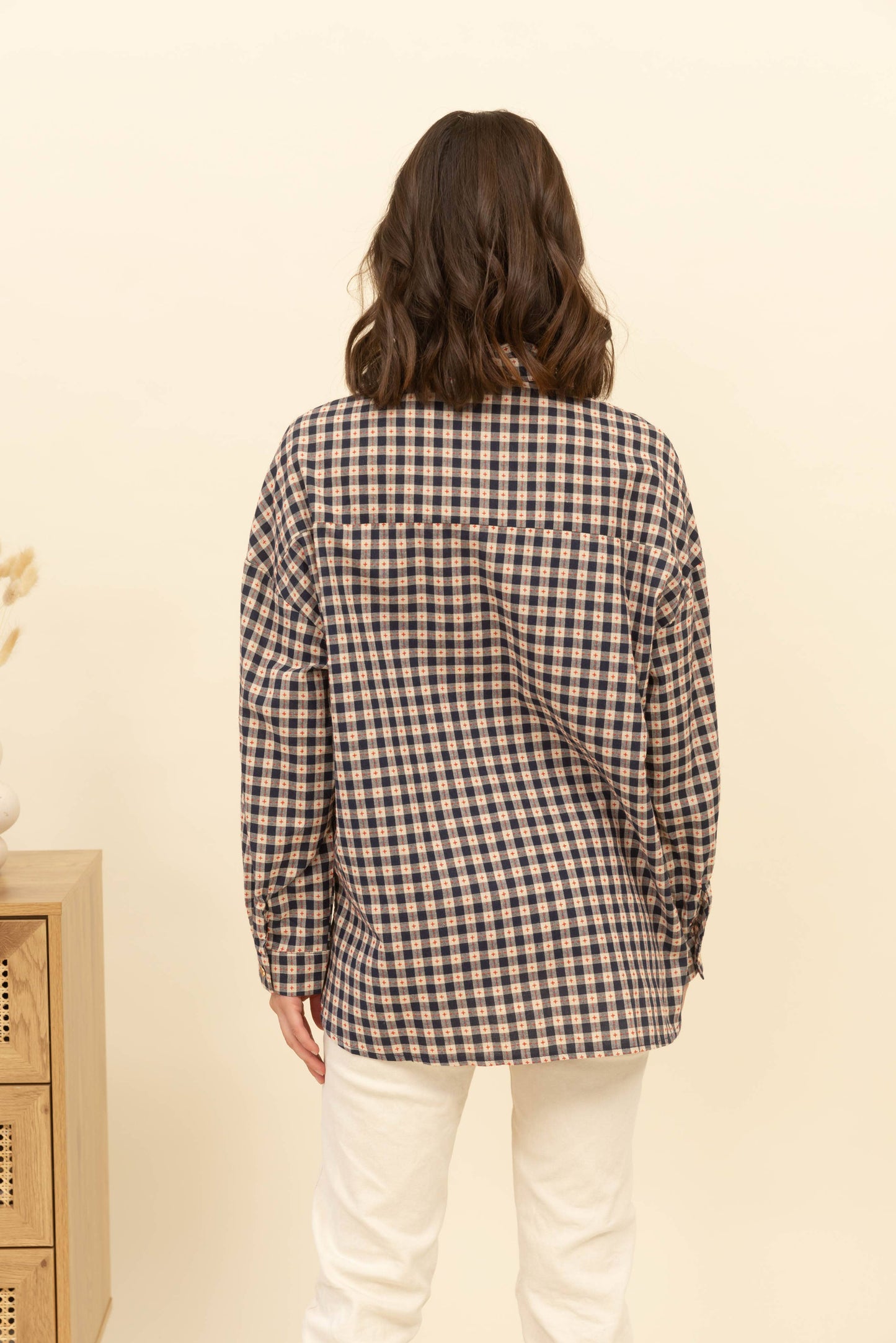 Gingham Ruffle Jacquard Shirt