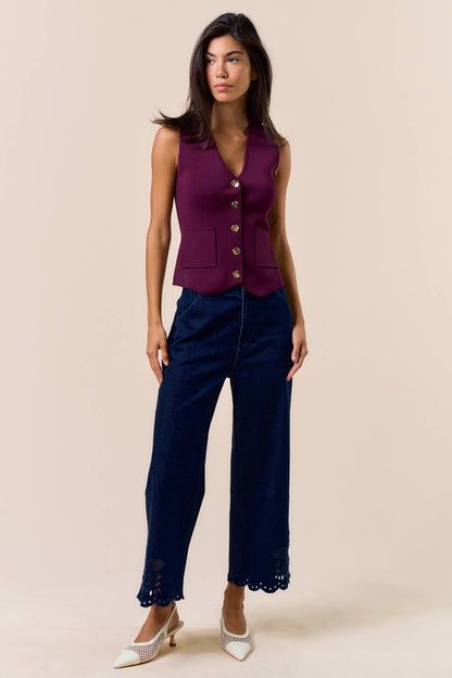 Elena Effortless Layer Knit Vest (Wine)