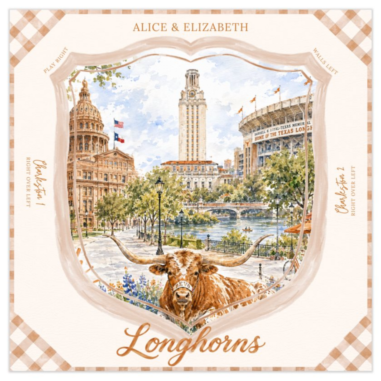 Longhorns mahjong mat flat artwork