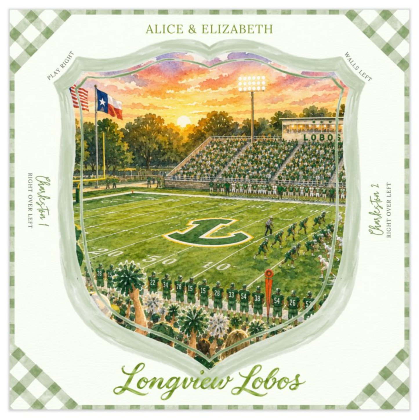 Longview Lobos mahjong mat flat artwork