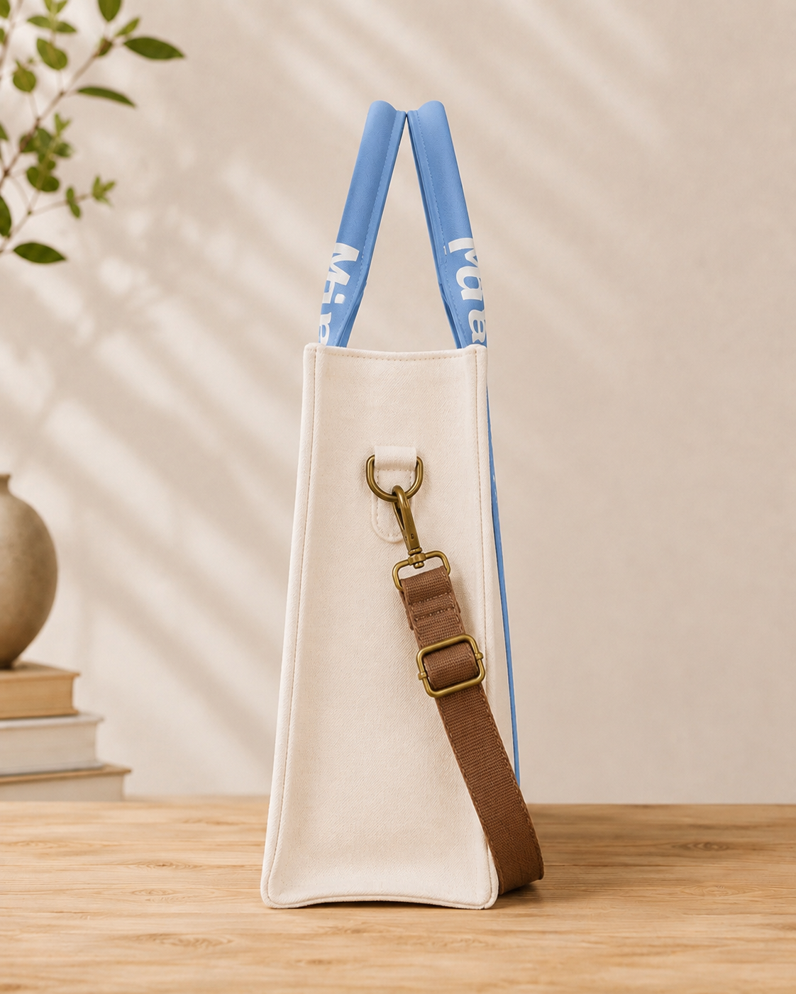The Mahj Bag in Blue, side view