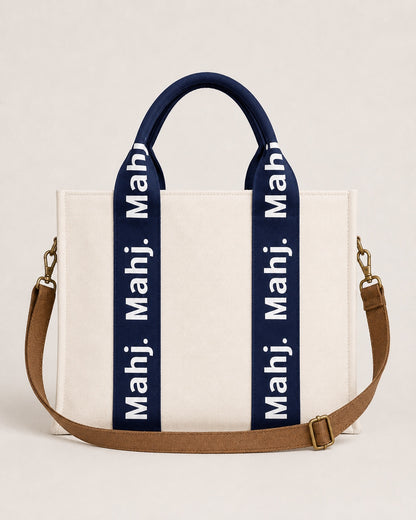 The Mahj Bag in Navy, front view