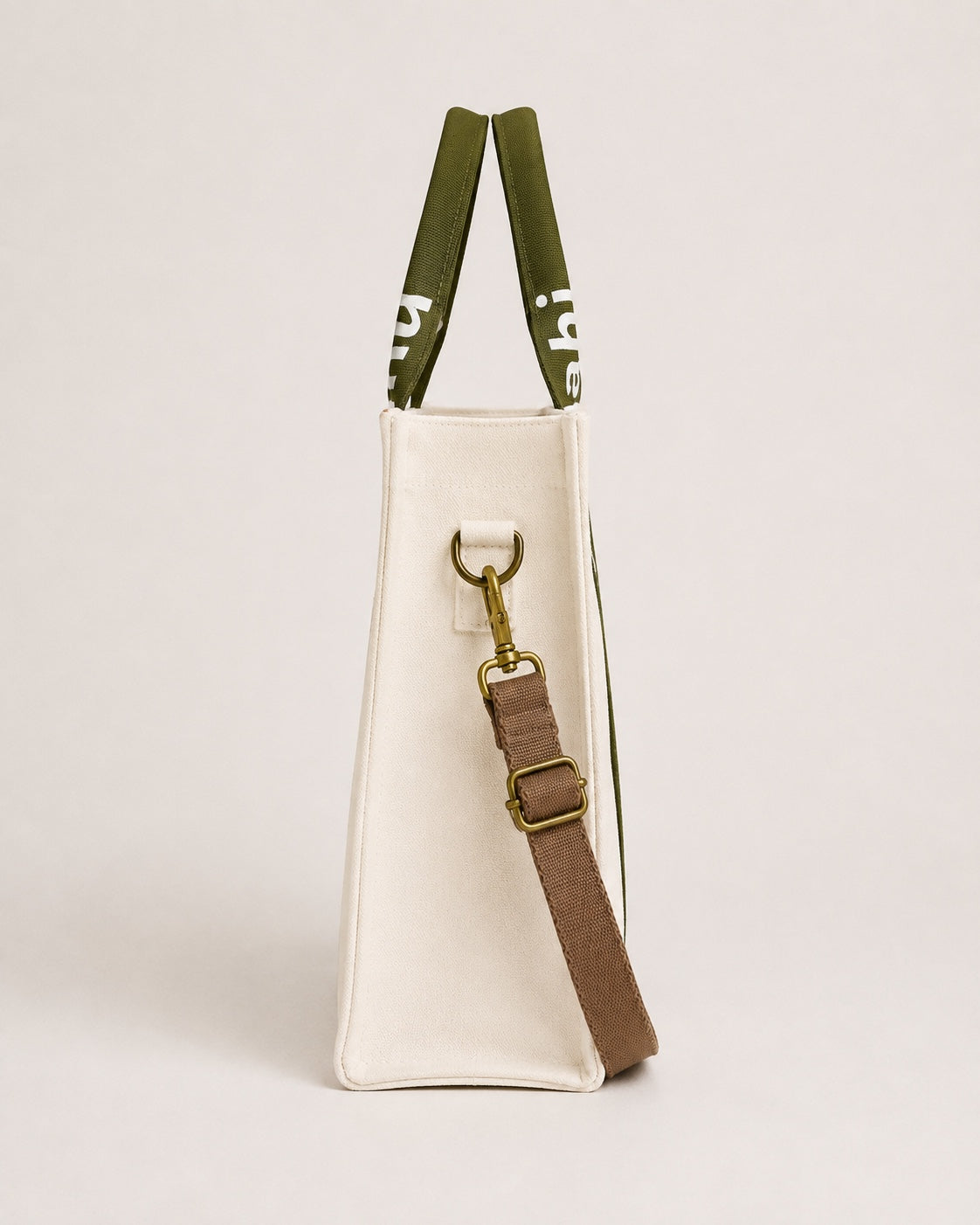 The Mahj Bag in Olive, side view
