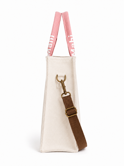 The Mahj Bag in Pink, side view